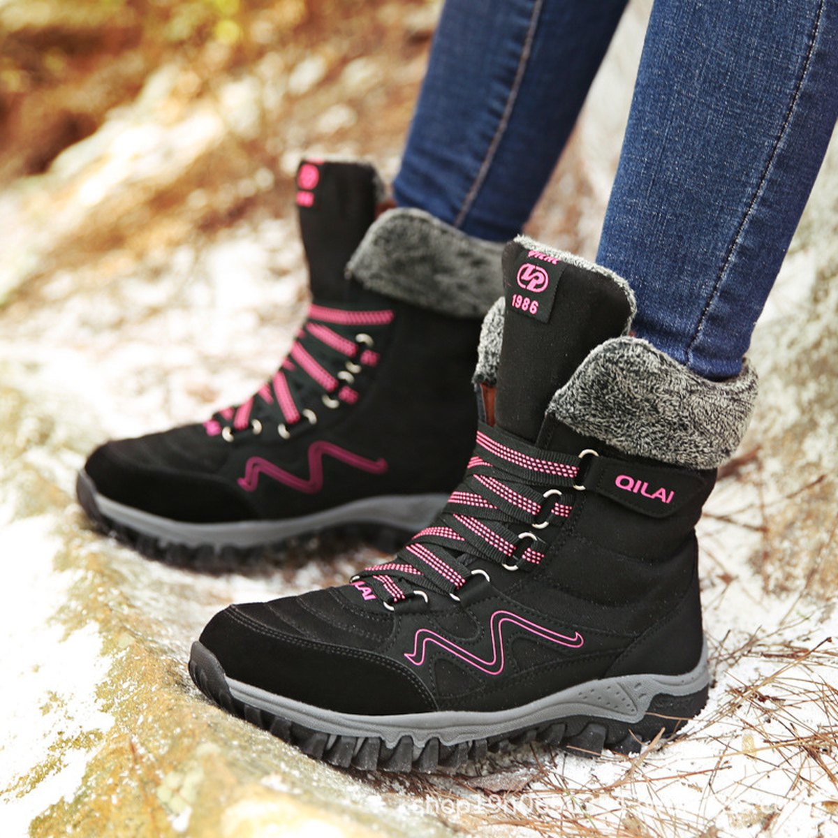 Women's Ankle Boots Shoes Woman Snow Mother Warm