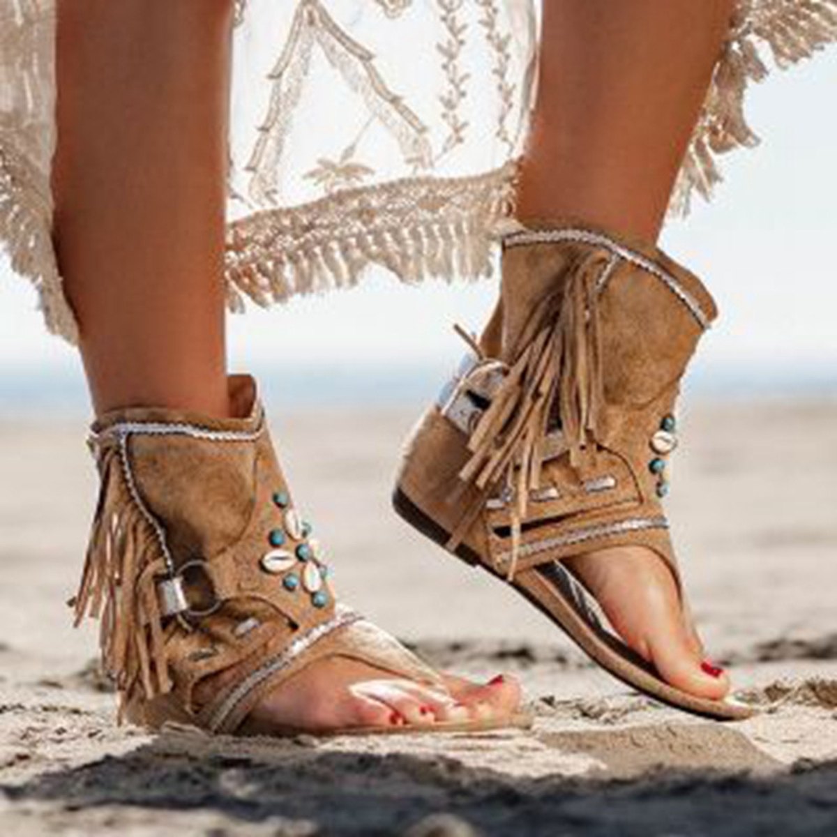 Women's Beaded Roman Sandals