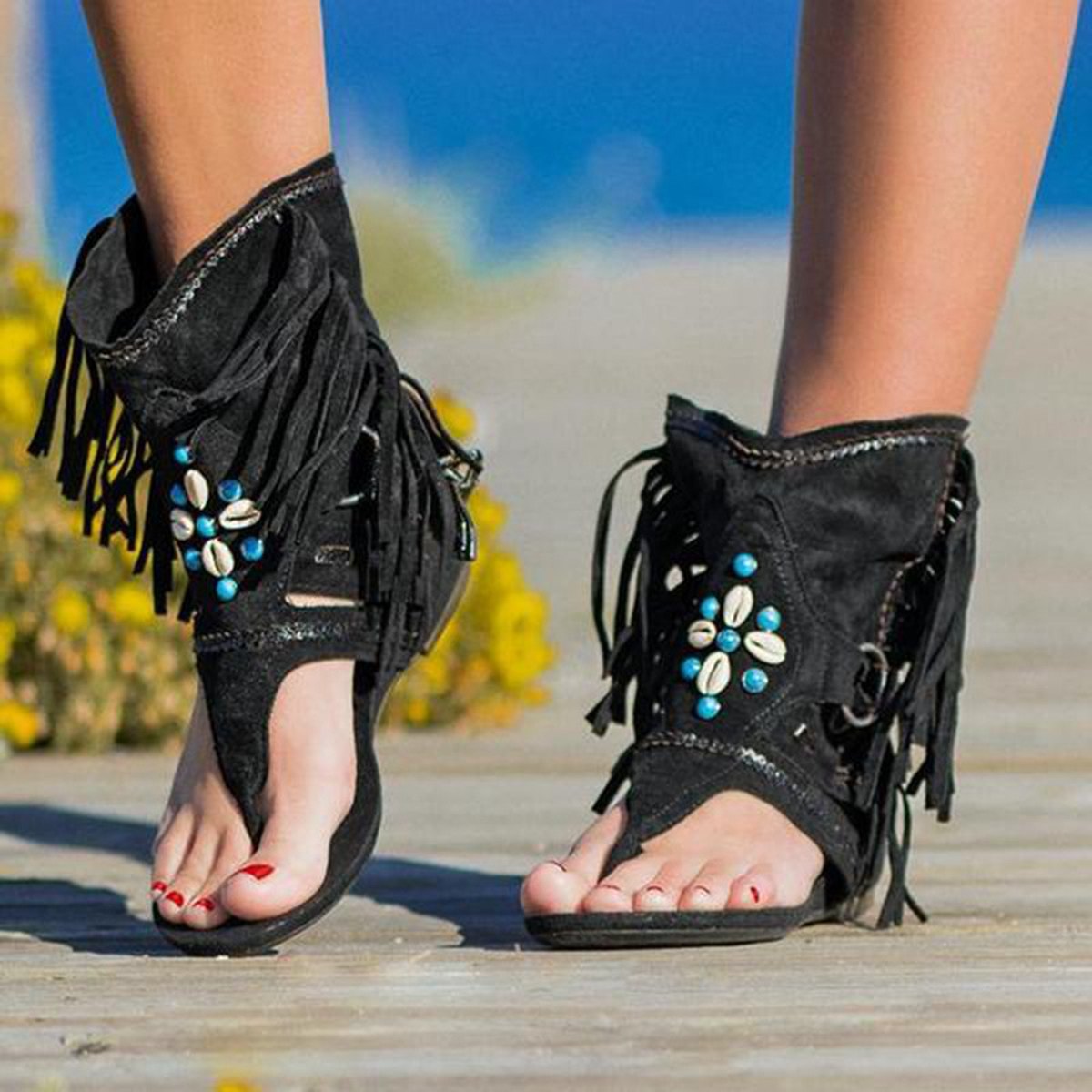 Women's Beaded Roman Sandals