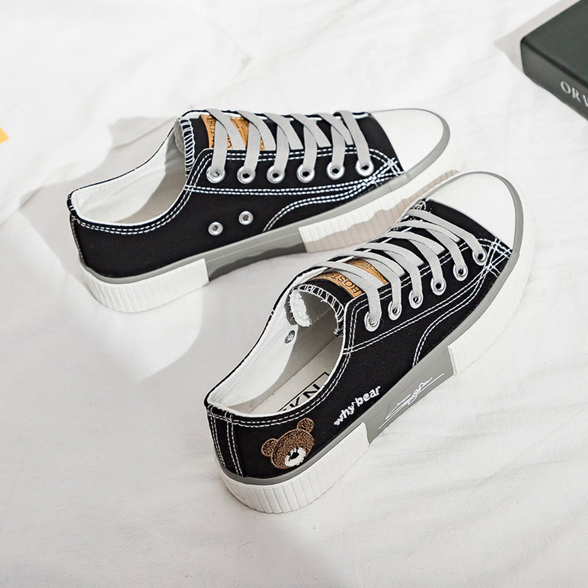 Women's Bear Canvas Shoes Board Students