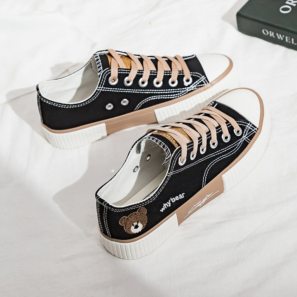 Women's Bear Canvas Shoes Board Students