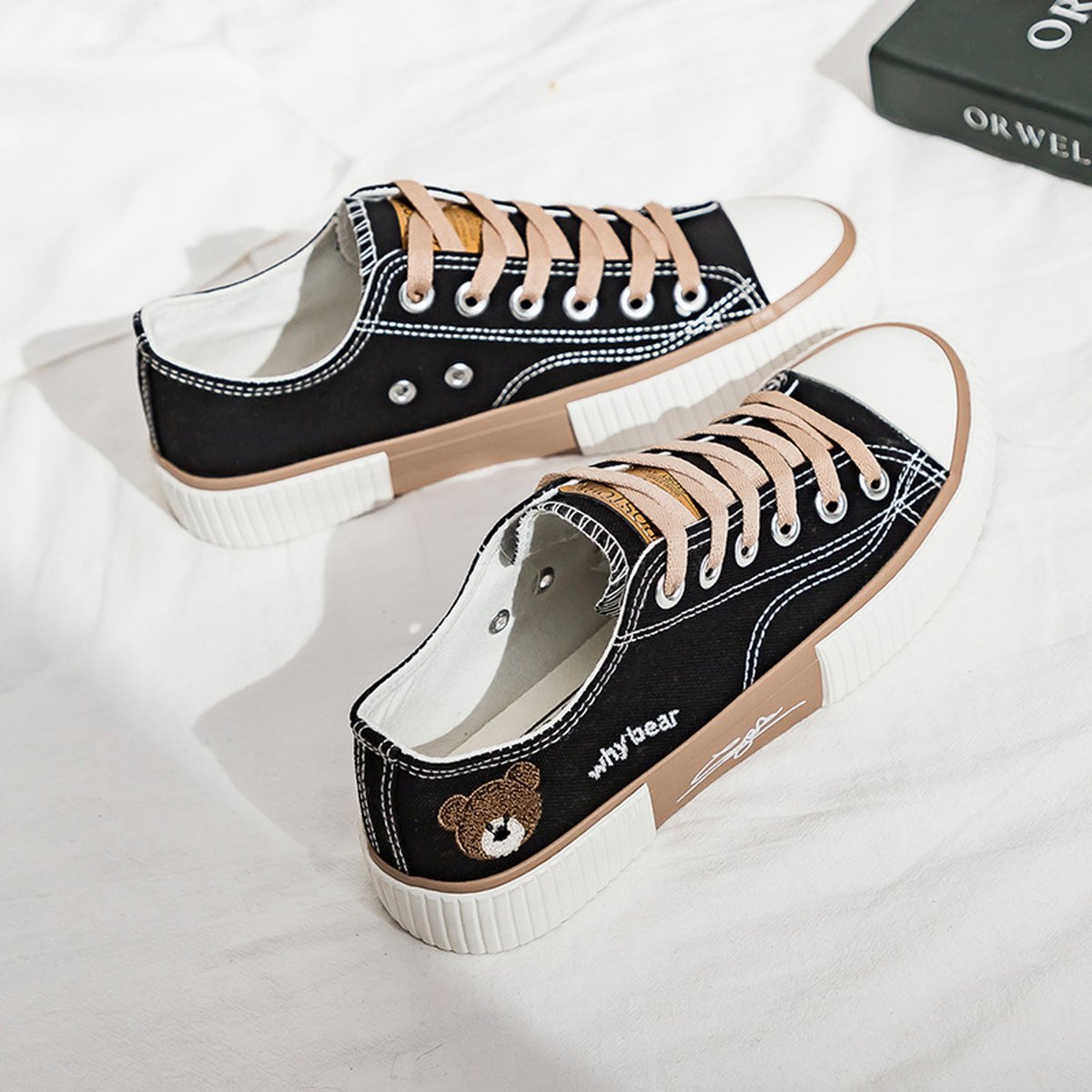 Women's Bear Canvas Shoes Board Students