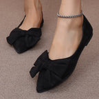 Women's Big Bow Flat Shoes Pointed-toe Low-heeled Casual