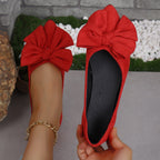 Women's Big Bow Flat Shoes Pointed-toe Low-heeled Casual
