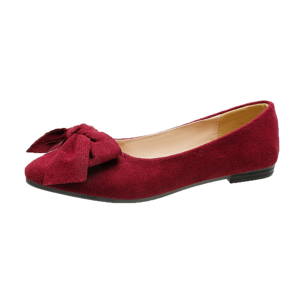 Women's Big Bow Flat Shoes Pointed-toe Low-heeled Casual
