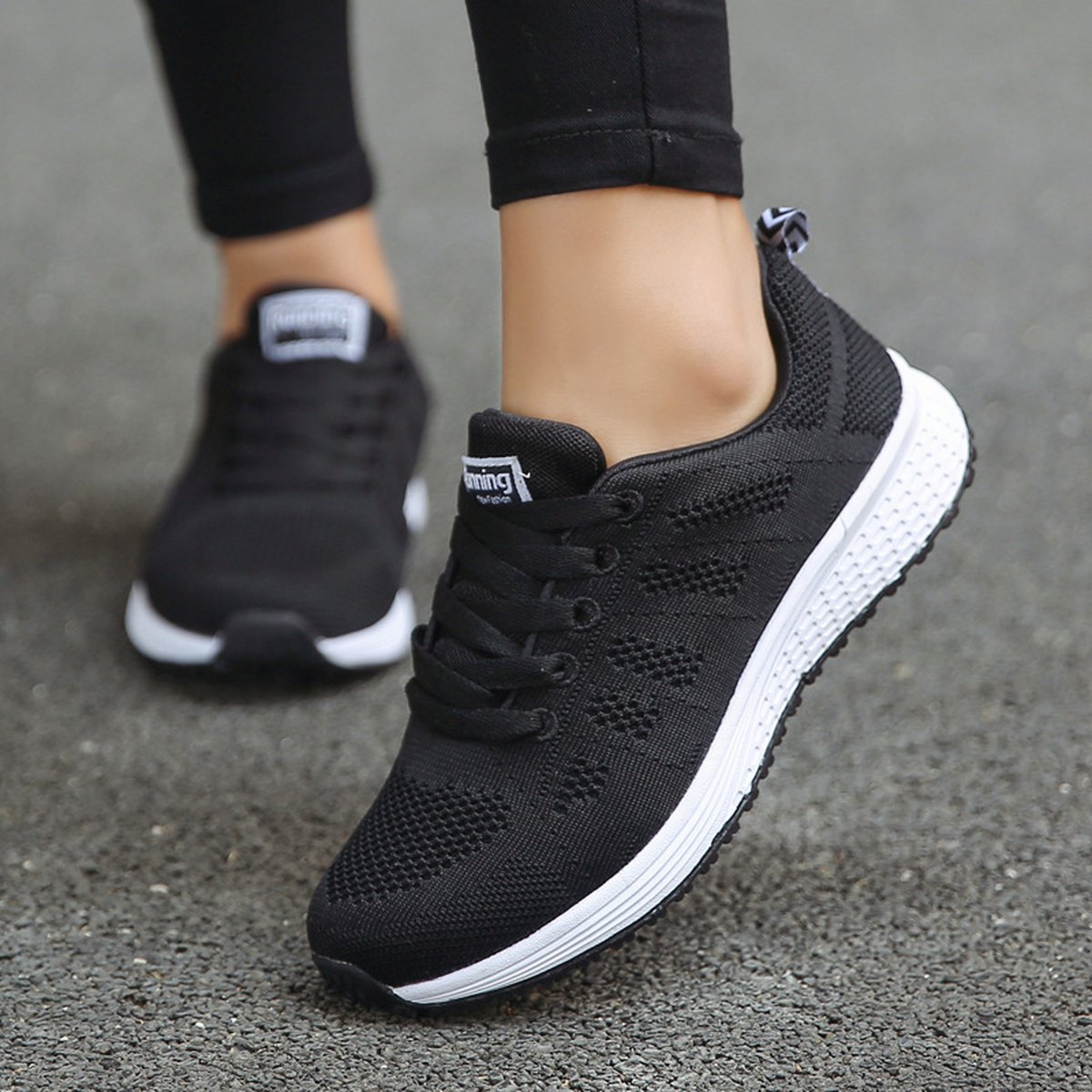 Women's Black & White Sneakers