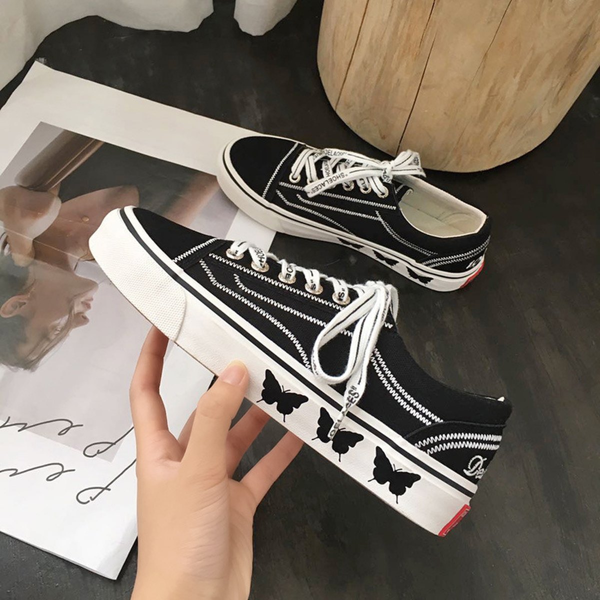 Women's Black Canvas Shoes