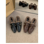 Women's Block Heel Mary Jane Shoes Fleece Lined