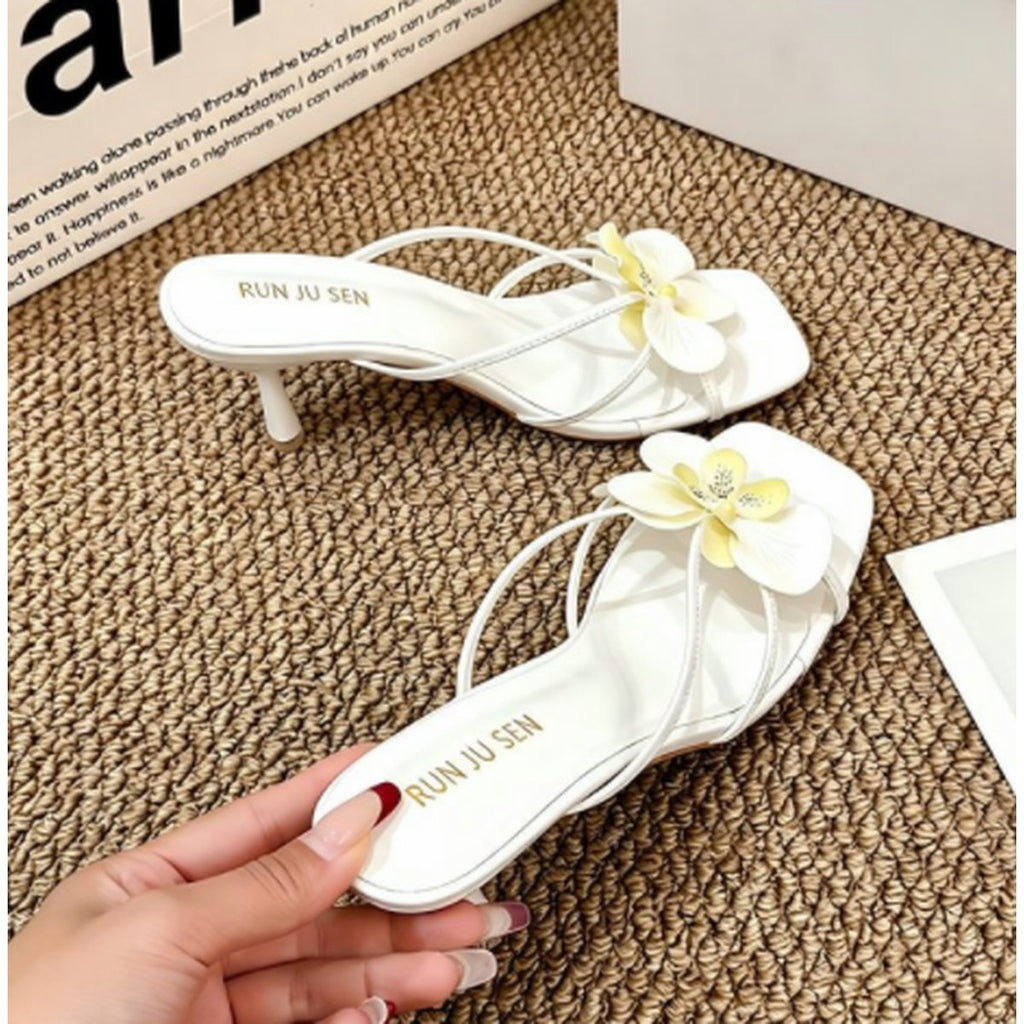 Women's Bohemian Vacation Floral Slide Sandals Square Toe