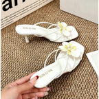 Women's Bohemian Vacation Floral Slide Sandals Square Toe