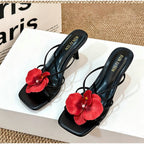 Women's Bohemian Vacation Floral Slide Sandals Square Toe