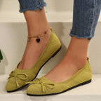 Women's Bow Knitted Loafers Pointed-toed Flats Shoes