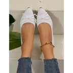 Women's Bow Knitted Loafers Pointed-toed Flats Shoes