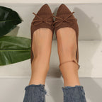 Women's Bow Knitted Loafers Pointed-toed Flats Shoes
