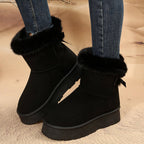 Women's Bow-knot Snow Boots Plus Velvet Warm Thick-soled