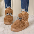 Women's Bow Platform Cotton Slippers Outdoor Heightincreasing Fleecelined