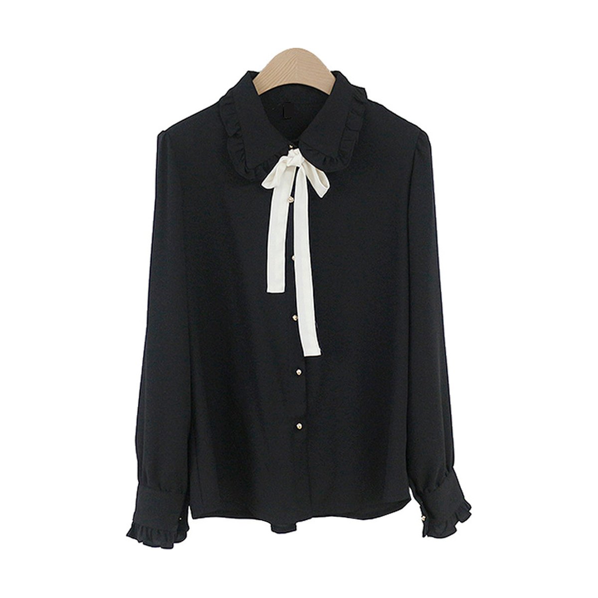 Women's Bowknot College Shirt White Chiffon