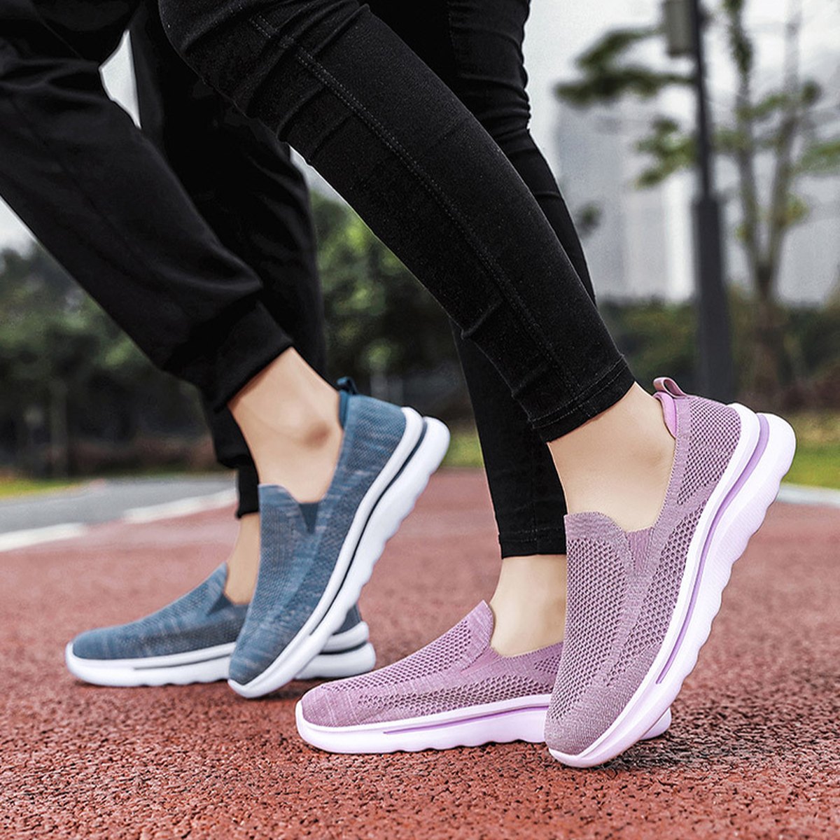 Women's Breathable Mesh Sports Walking Jogging Flat Shoes