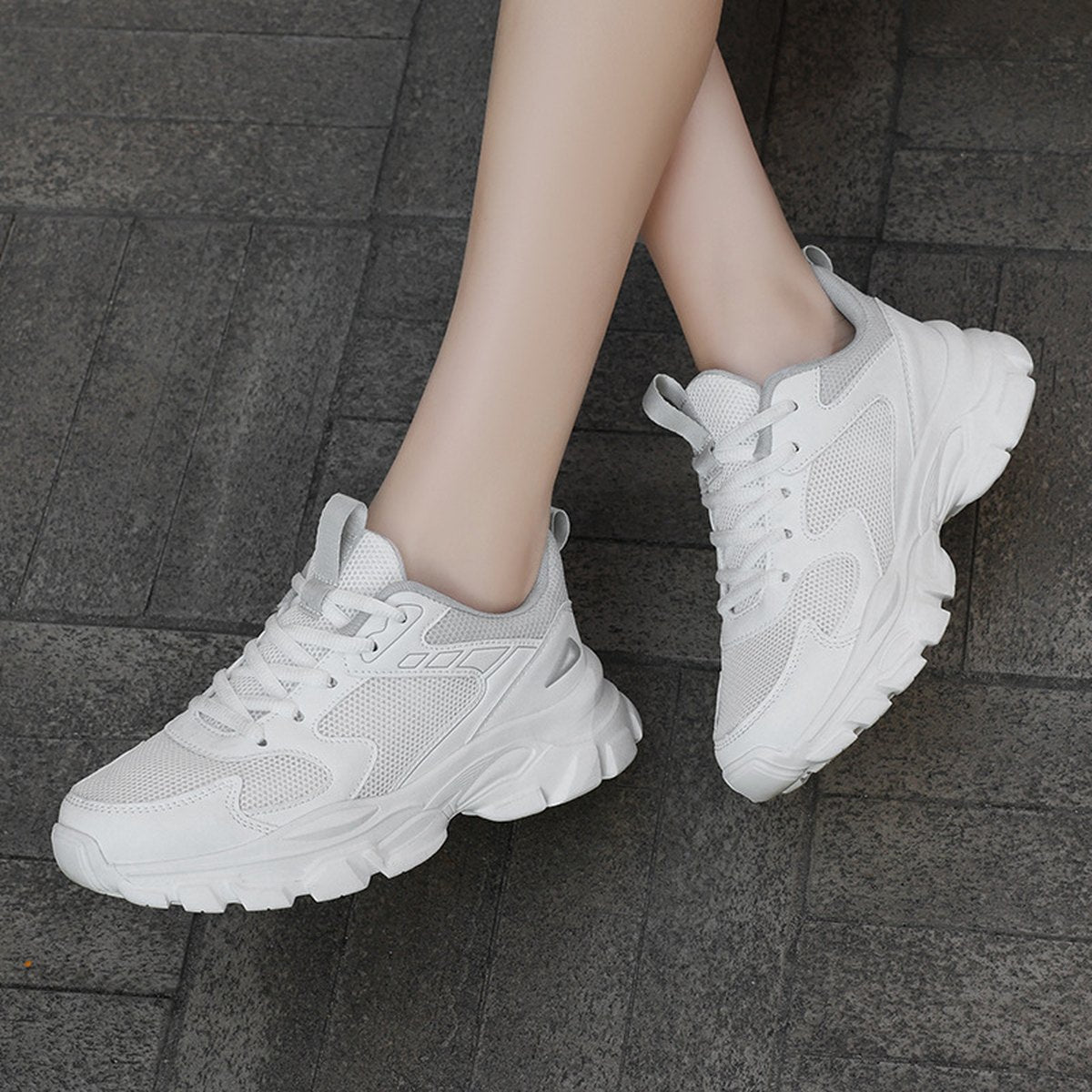 Women's Breathable Soft-soled Casual White Sneakers
