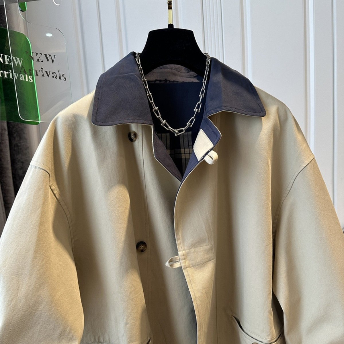 Women's British Contrast Color Trench Coat