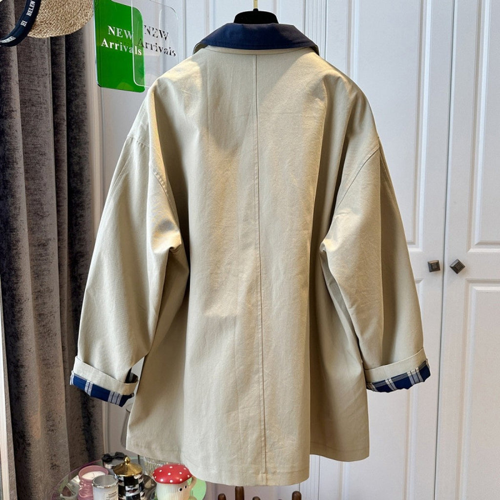 Women's British Contrast Color Trench Coat