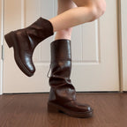 Women's British Slim-fit Platform Knee High Boots Mead