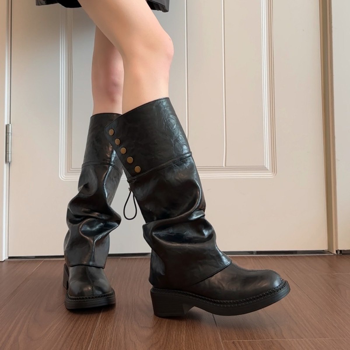 Women's British Slim-fit Platform Knee High Boots Mead