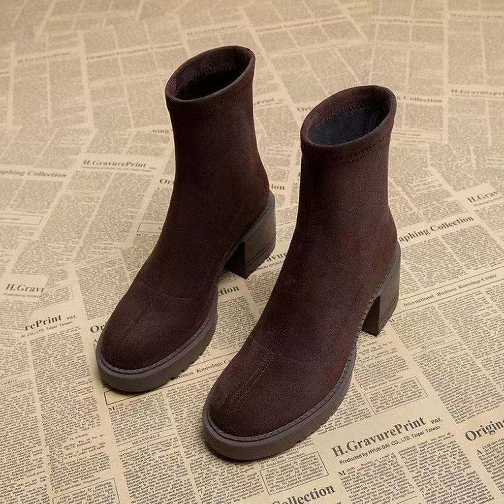 Women's Brown Heeled Ankle Boots Petite