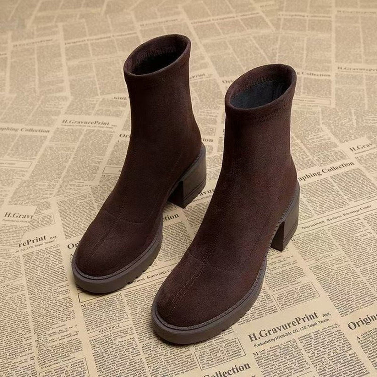 Women's Brown Heeled Ankle Boots Petite
