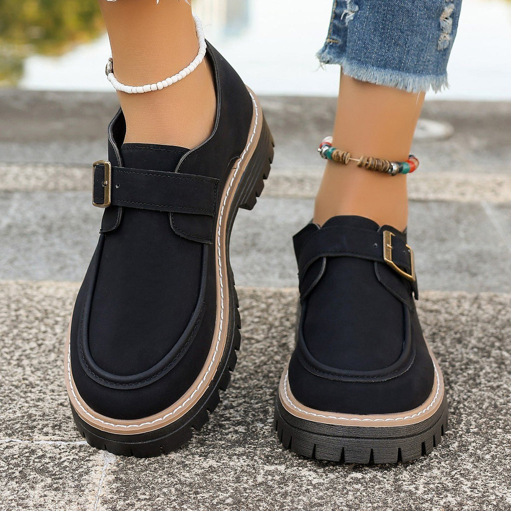 Women's Buckle Loafers British Height-increasing Thick-soled Casual Shoes