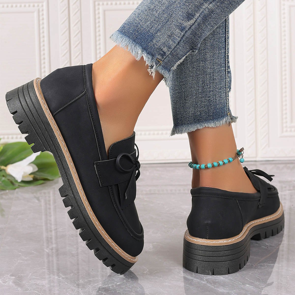 Women's Buckle Loafers British Height-increasing Thick-soled Casual Shoes