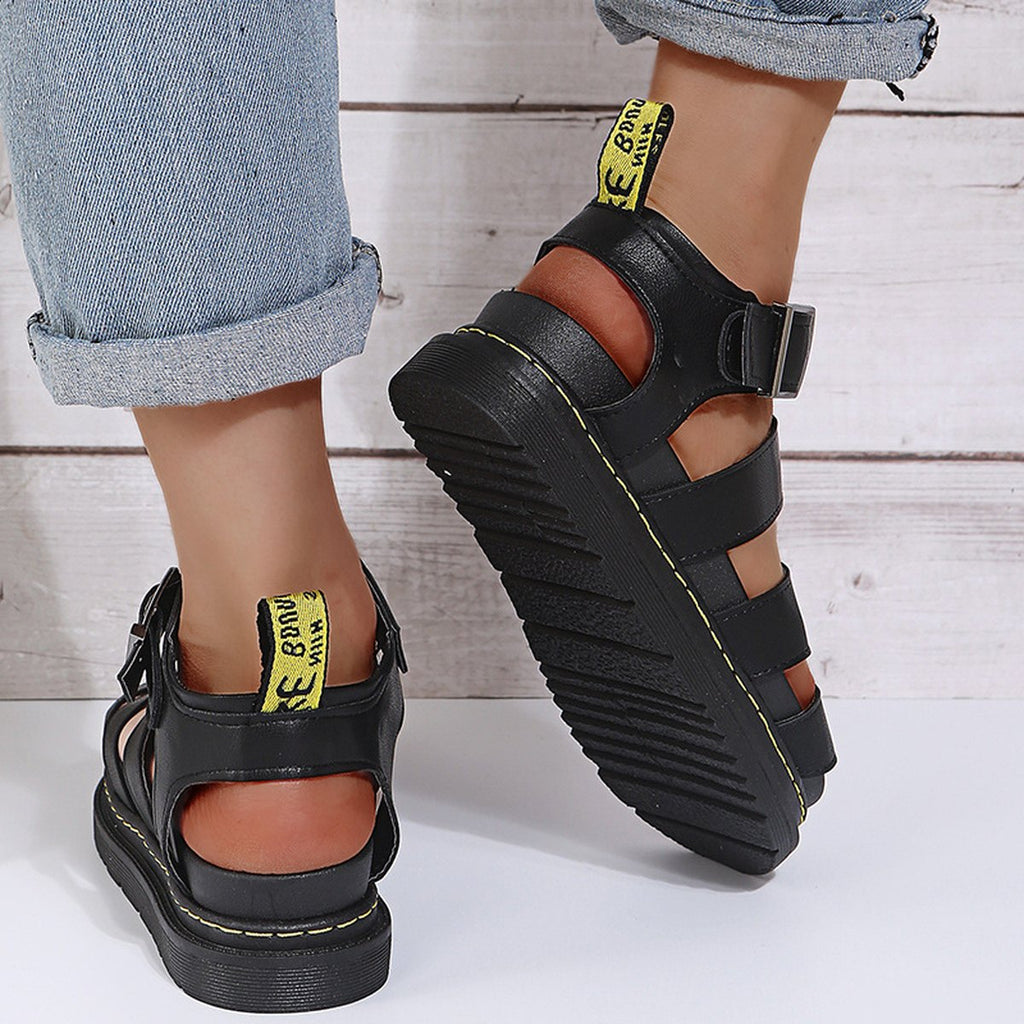 Women's Buckle Sandals Flat Platformthick Bottom Shoes