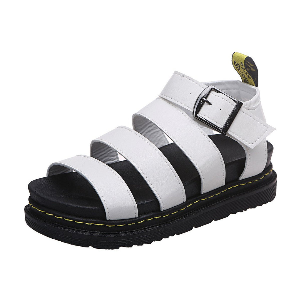 Women's Buckle Sandals Flat Platformthick Bottom Shoes