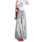 Women's Cartoon Embroidered Jeans
