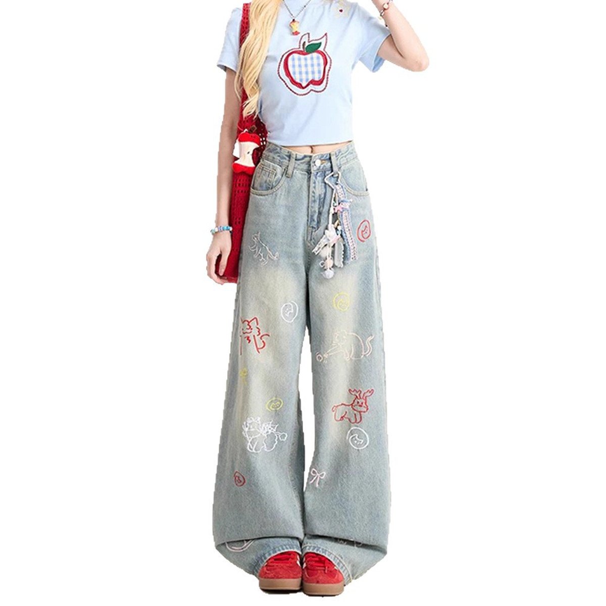 Women's Cartoon Embroidered Jeans