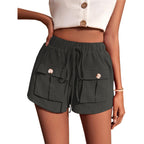 Women's Casual Cargo Shorts Pocket Loose Drawstring Pants