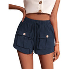 Women's Casual Cargo Shorts Pocket Loose Drawstring Pants