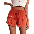 Women's Casual Cargo Shorts Pocket Loose Drawstring Pants