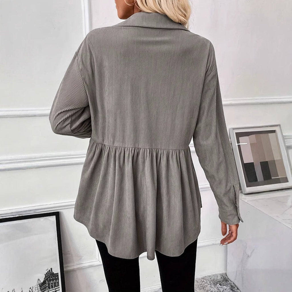 Women's Casual Doll Shirt Coat Corduroy