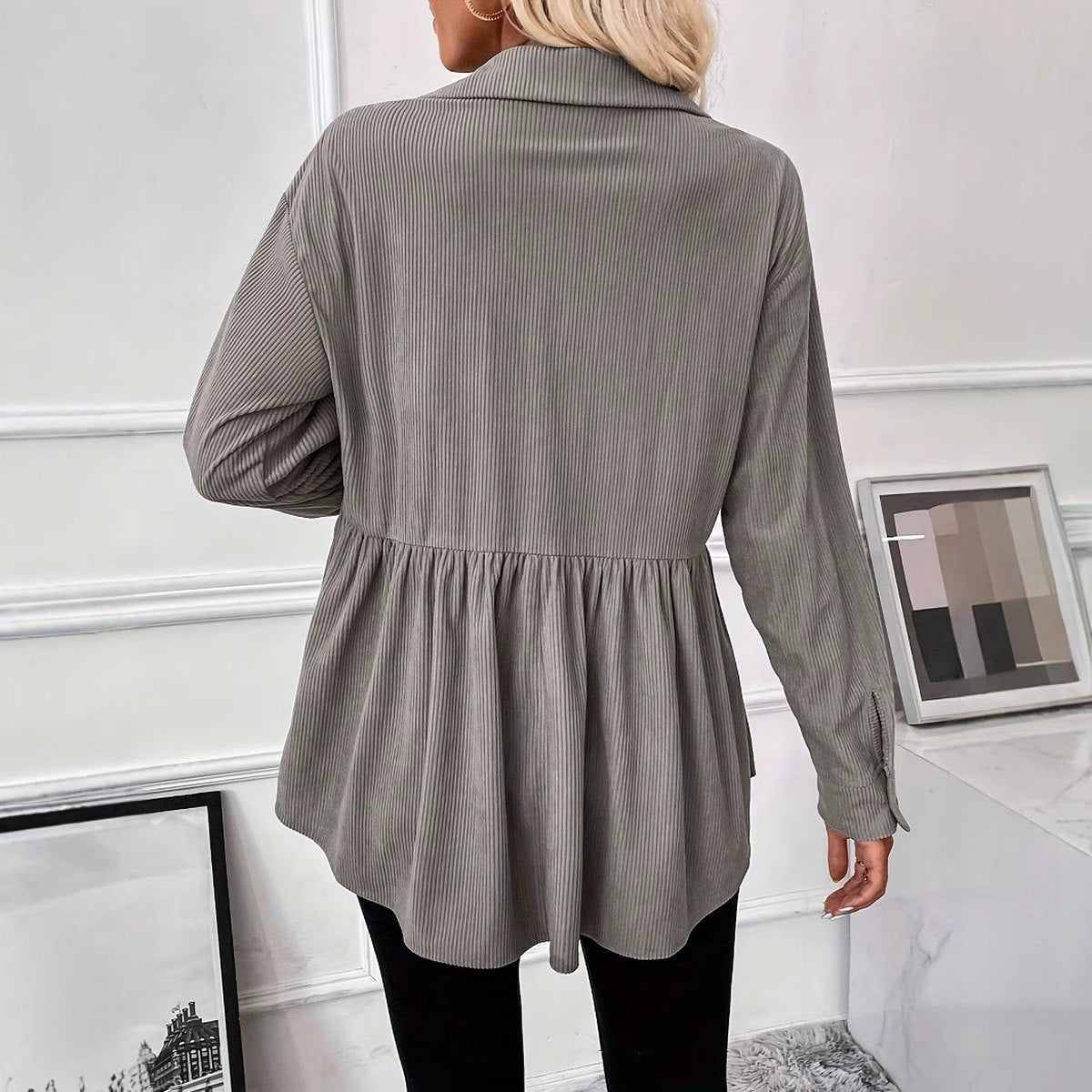 Women's Casual Doll Shirt Coat Corduroy