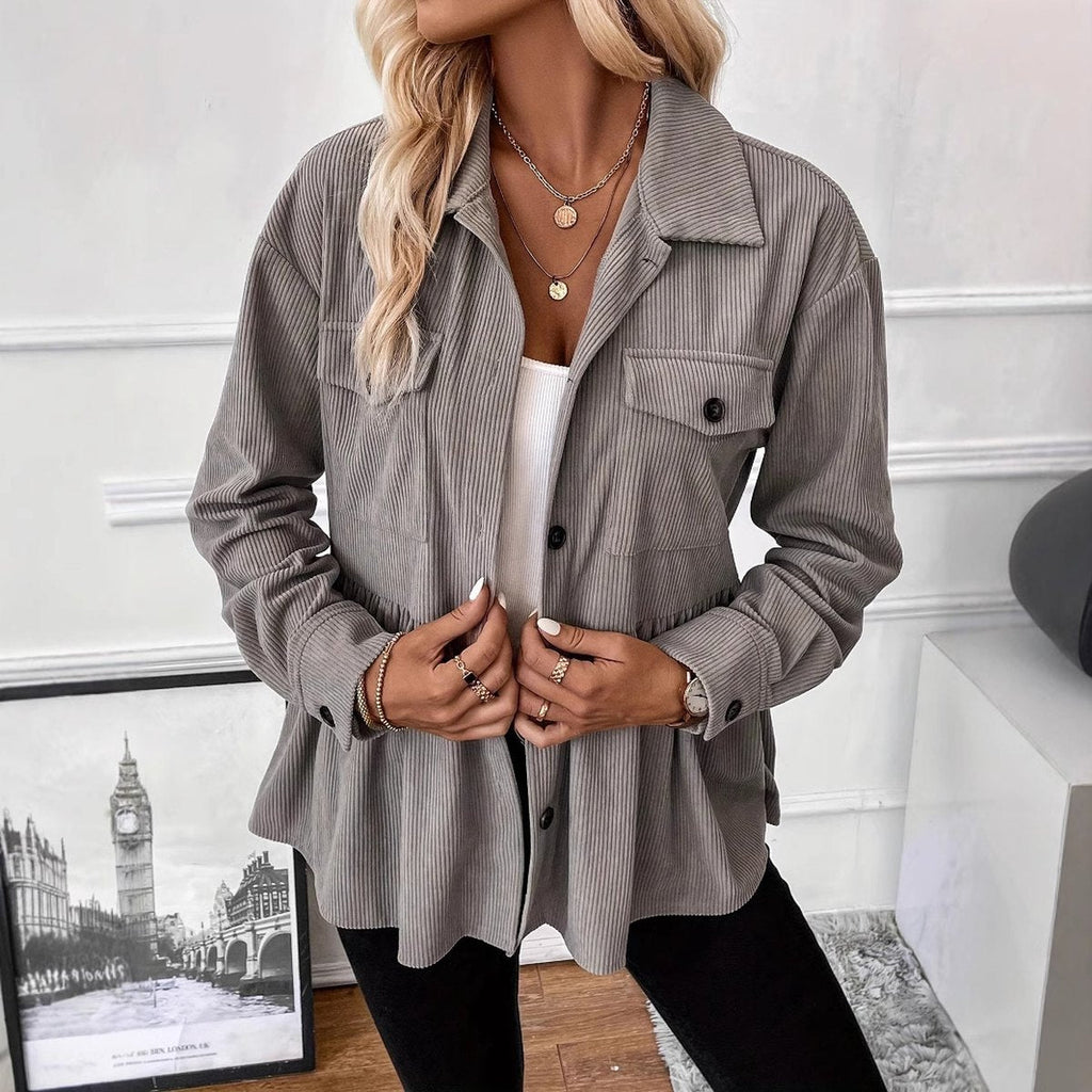 Women's Casual Doll Shirt Coat Corduroy