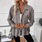 Women's Casual Doll Shirt Coat Corduroy