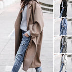 Women's Casual Long Jacket Pockets Solid Color Single