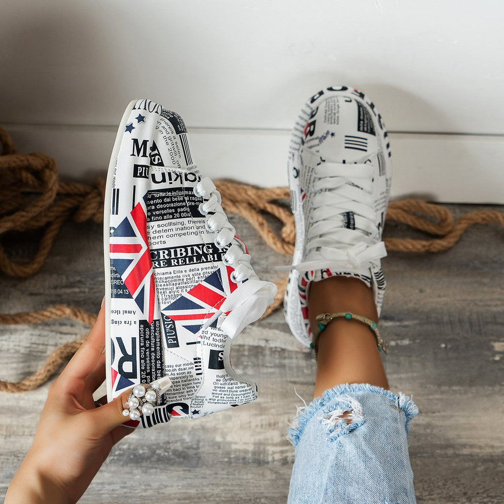 Women's Casual Platform Painted Sneakers