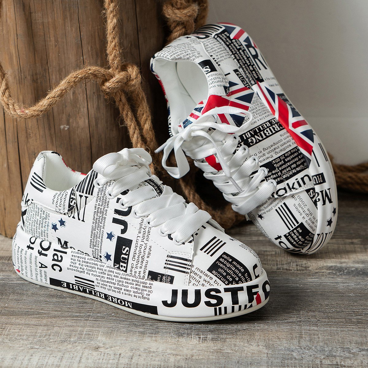 Women's Casual Platform Painted Sneakers