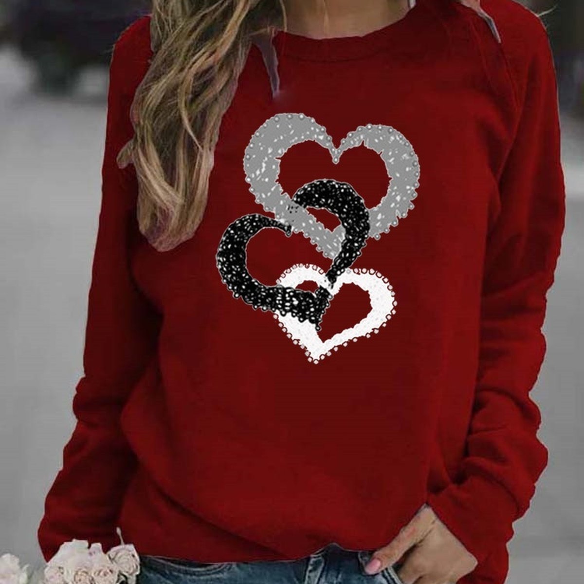 Women's Casual Round Neck Print Sweatshirt