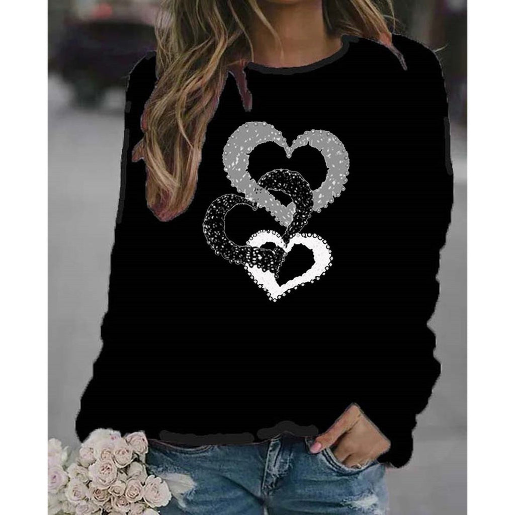 Women's Casual Round Neck Print Sweatshirt