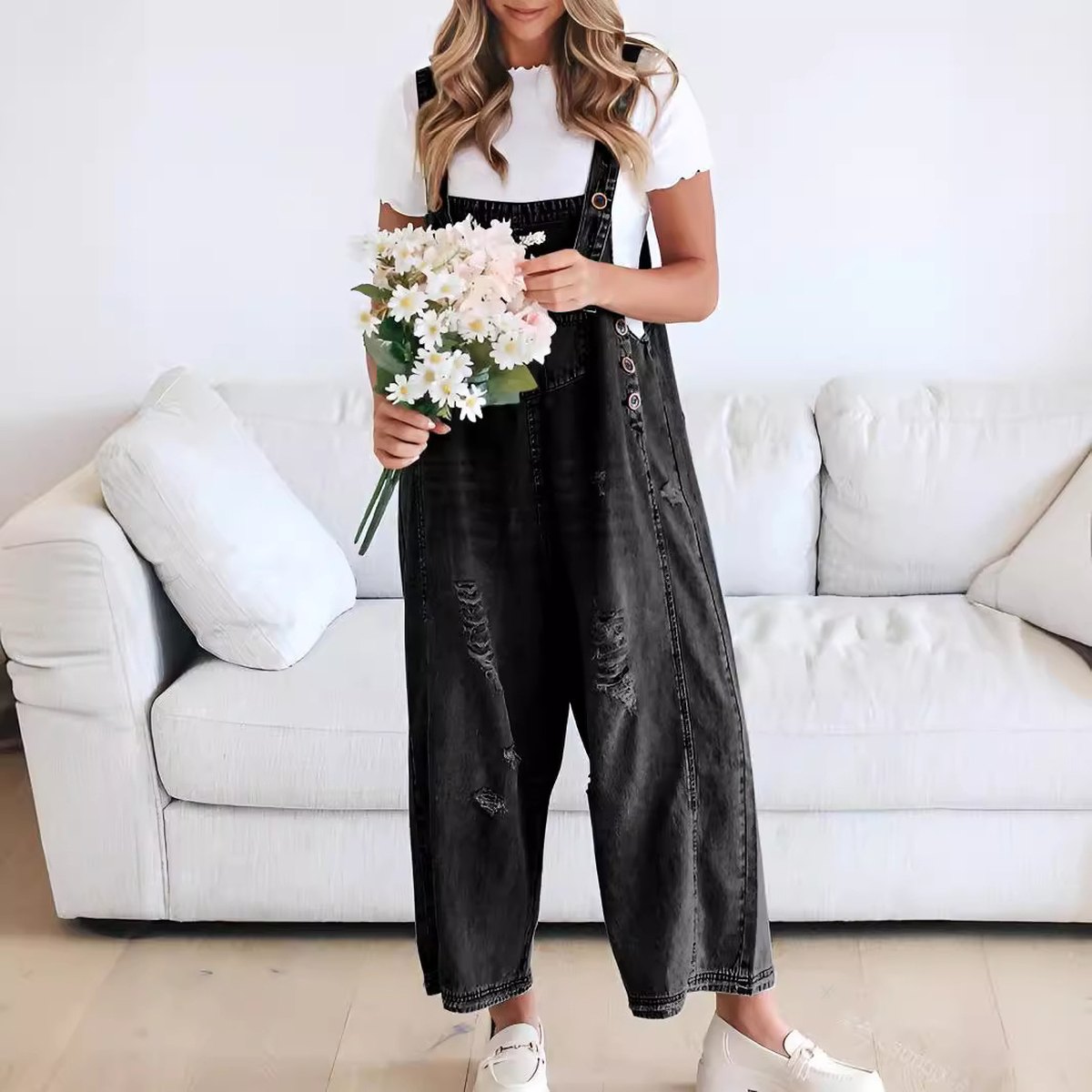 Women's Casual Siamese Suspender Jeans