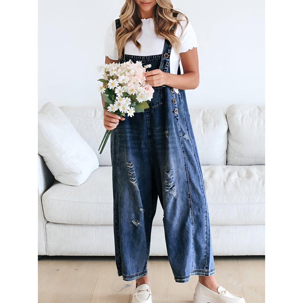 Women's Casual Siamese Suspender Jeans