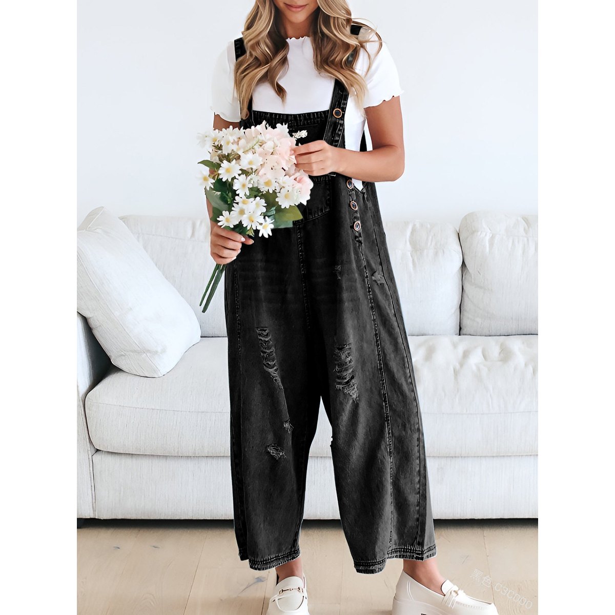 Women's Casual Siamese Suspender Jeans